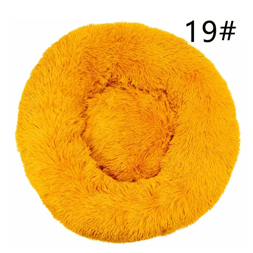 Calming Donut Pet Bed -Soft Faux Fur Anti-Anxiety Fluffy