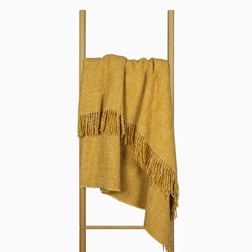 Cambridge Throw Blanket 100% NZ Wool - Mustard - Furniture
