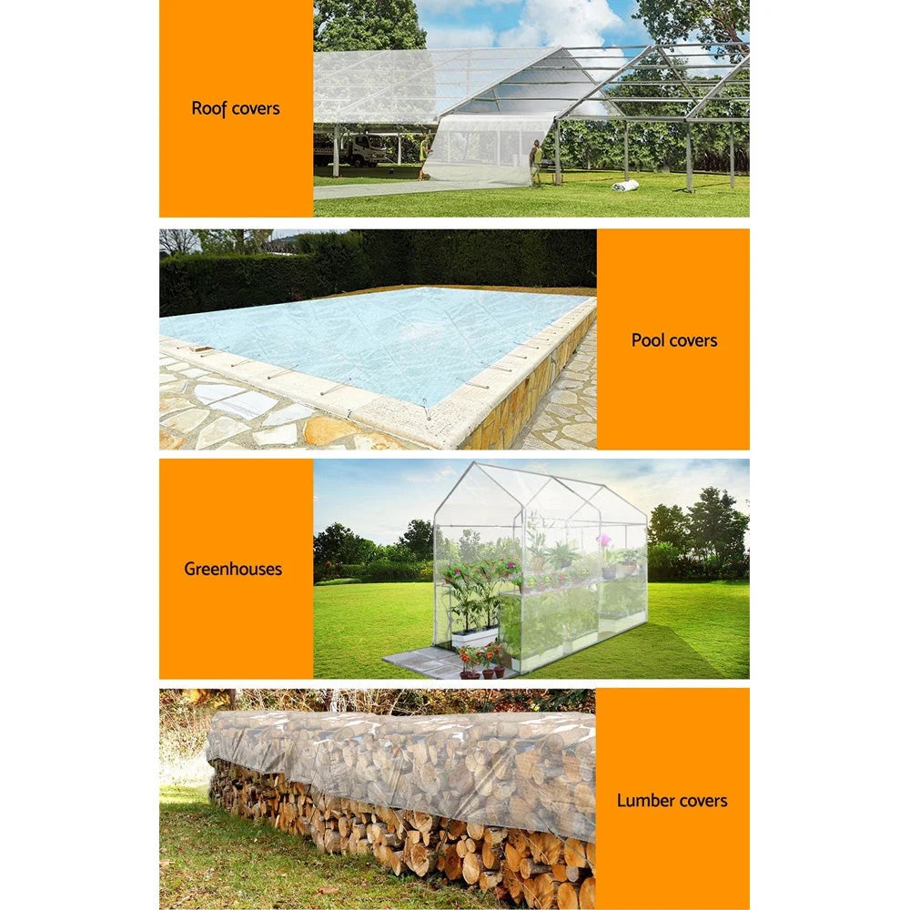 Camping Tarp Heavy Duty Poly Tarpaulin 5x10m 135gsm Clear