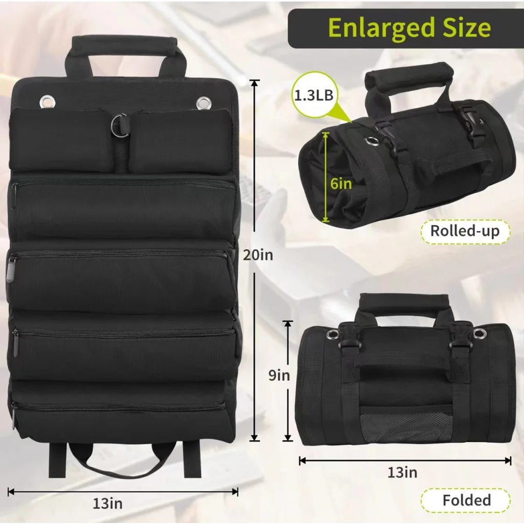 Car Tool Roll-Up Bag Portable Electrician & Woodworking