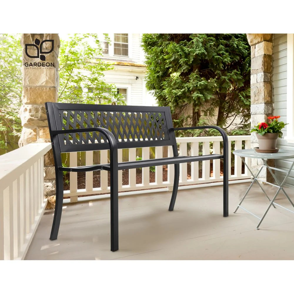 Cast Iron Modern Garden Bench Black - Garden Furniture
