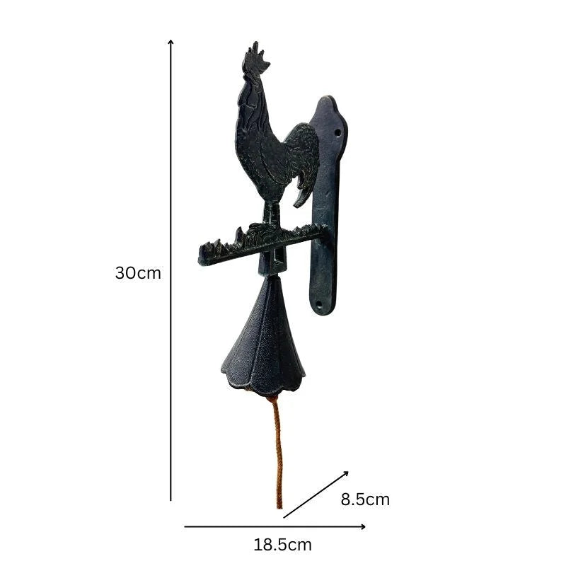 Cast- Iron Rooster Doorpost w Bell 30cm - Pet Care > Farm