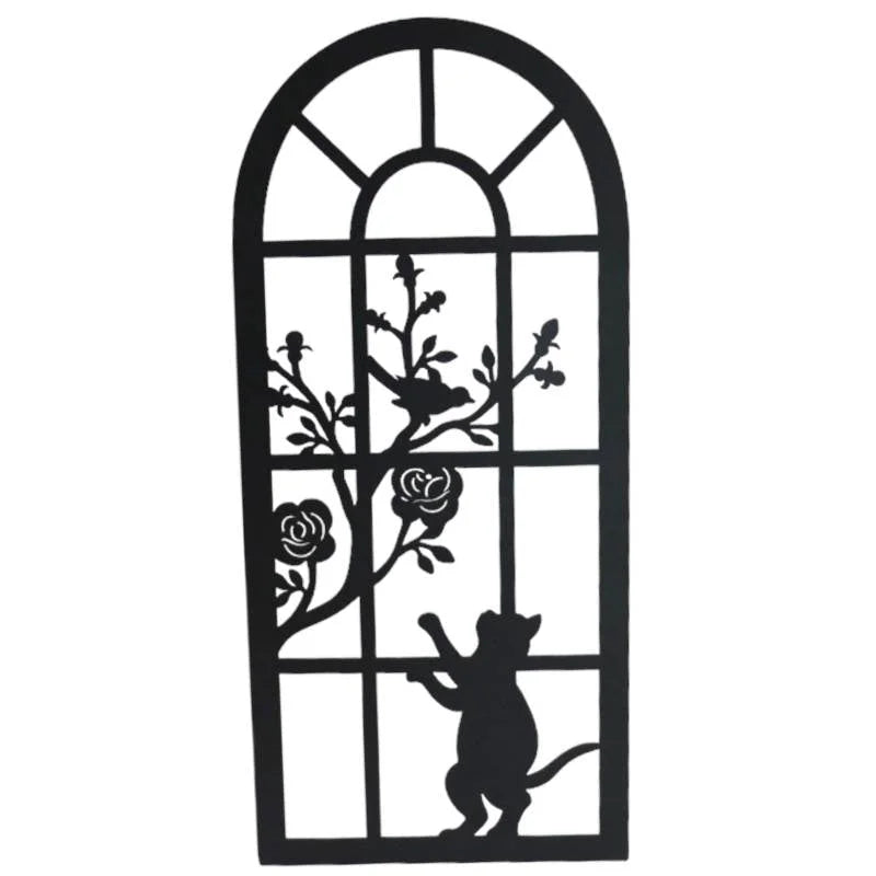 Cat By The Window Metal Wall Art 25x56cm - Home & Garden >