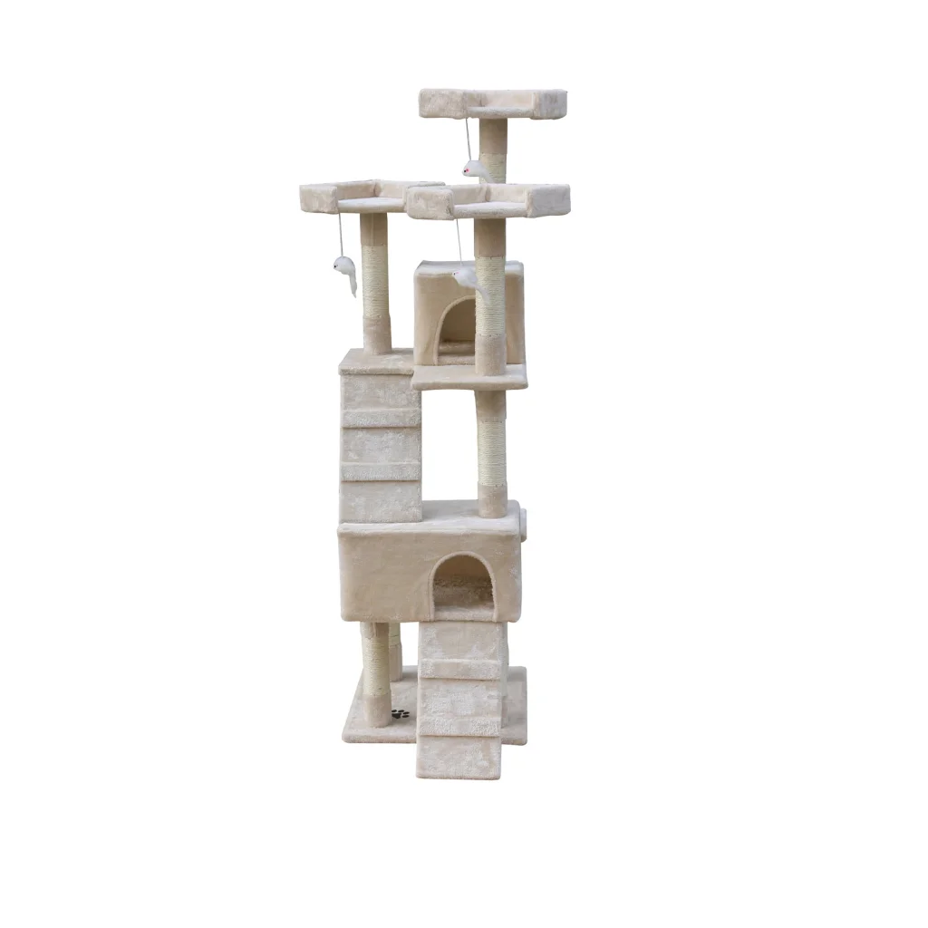 Cat Scratching Post Tree House Tower with Ladder Furniture
