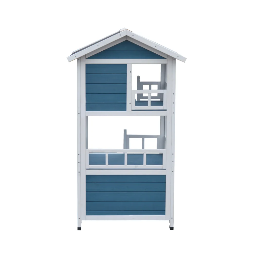 Cat Shelter Double Story Condo with Escape Door Rainproof