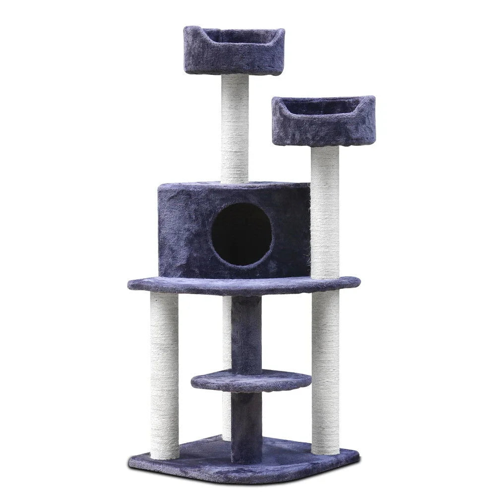 Cat Tree 126cm Wood Scratching Post Tower Condo