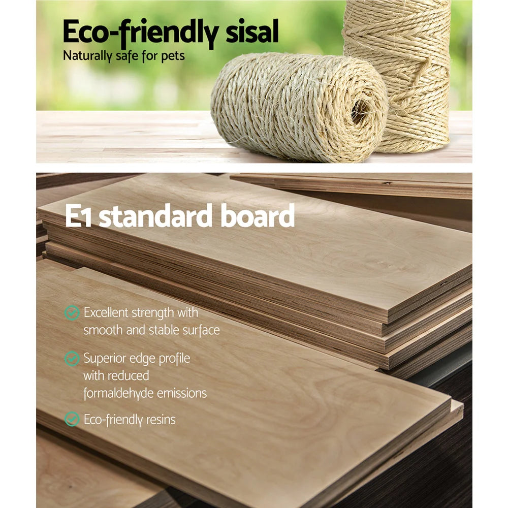 Cat Tree 180cm Wood Scratching Post Tower Condo Beige - Cat