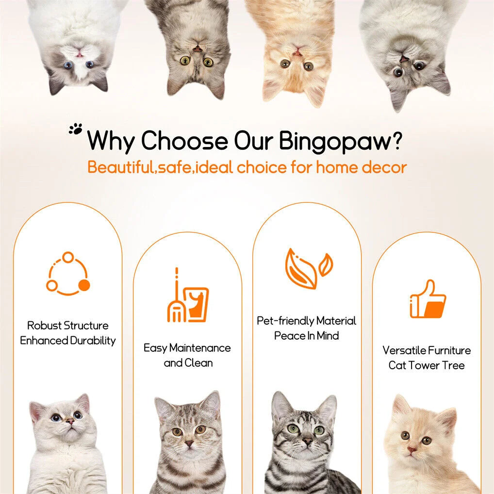 Cat Tree Tower Condo Scratcher Bed Sisal Plush Toy Ball