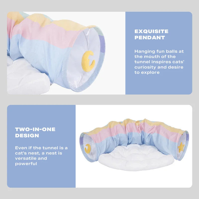 Cat Tunnel Sleep Bed 2-in-1 Collapsible Tunnel Tubes Toys