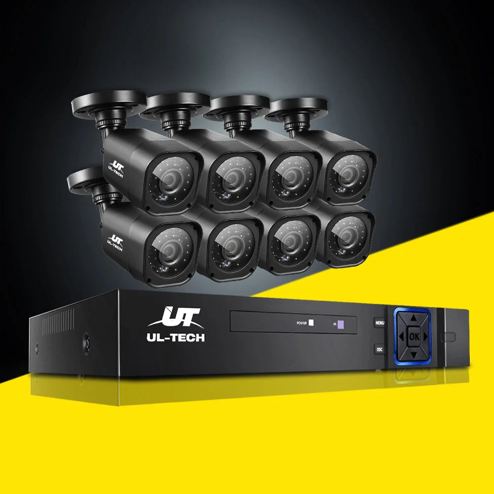 CCTV Security System 8‑CH 5‑in‑1 DVR 8 Cameras 1080P HDMI
