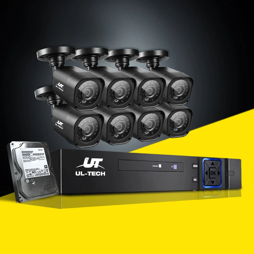 CCTV Security System 8‑CH DVR 1080P 8 Cameras 2 TB - CCTV