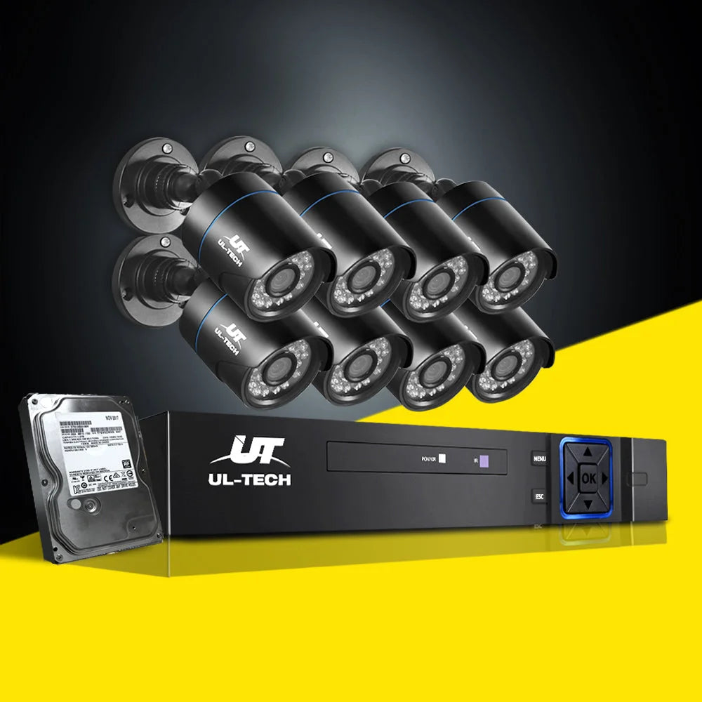 CCTV Security System 8‑CH DVR 1080P 8 Cameras 2 TB - CCTV