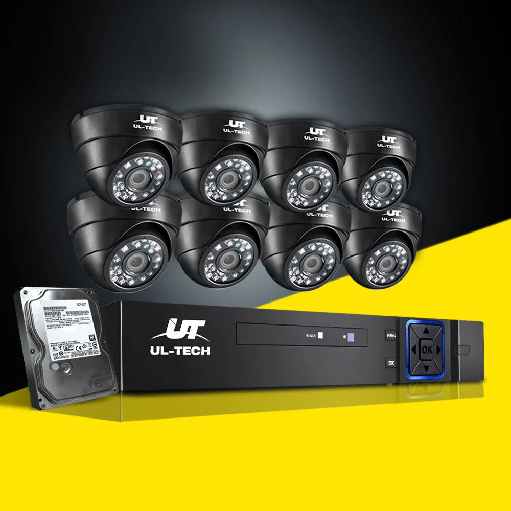 CCTV Security System 8CH DVR 1080P 8 Dome Cameras 1TB HDD