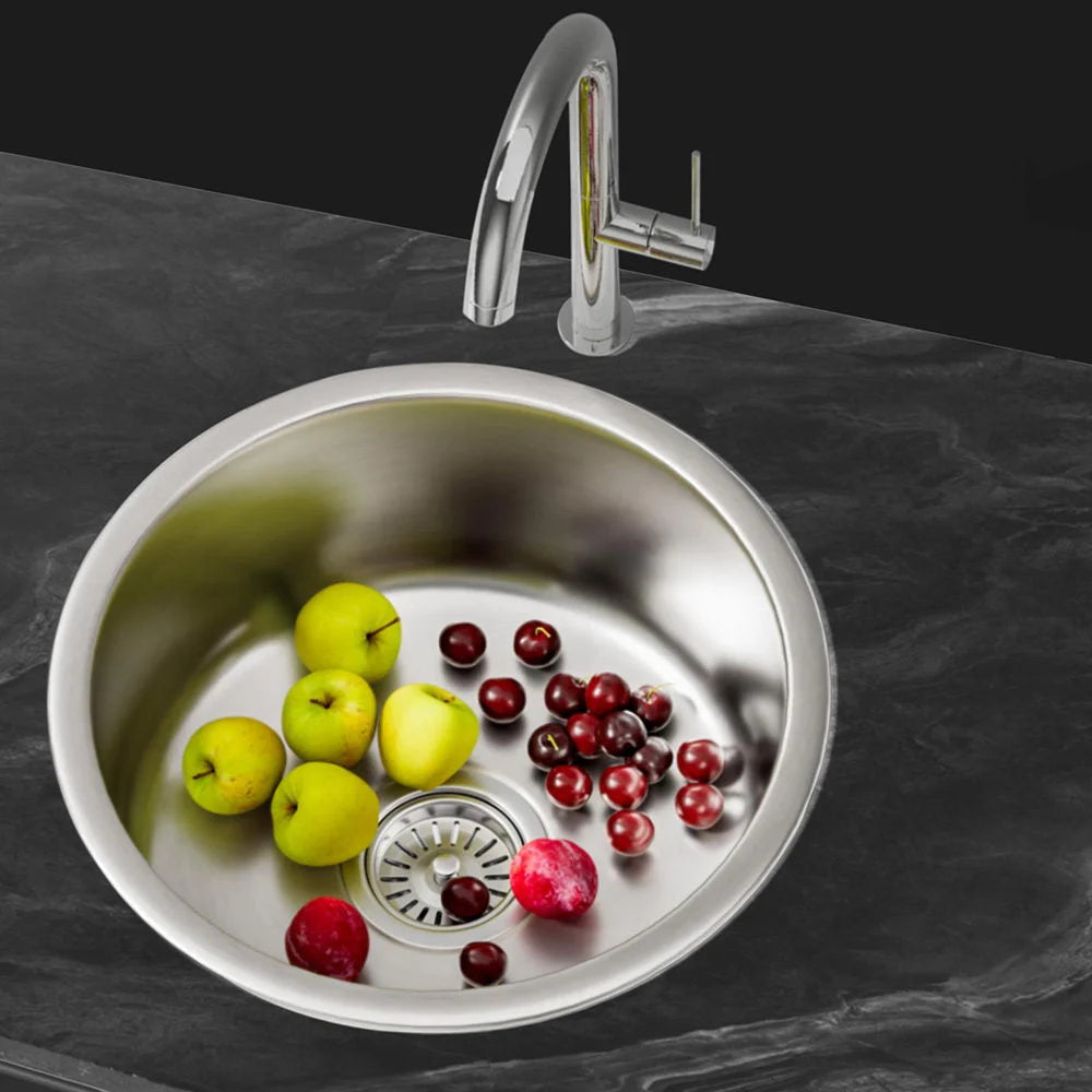 Cefito Kitchen Sink 43cm Round Stainless Steel Basin Single