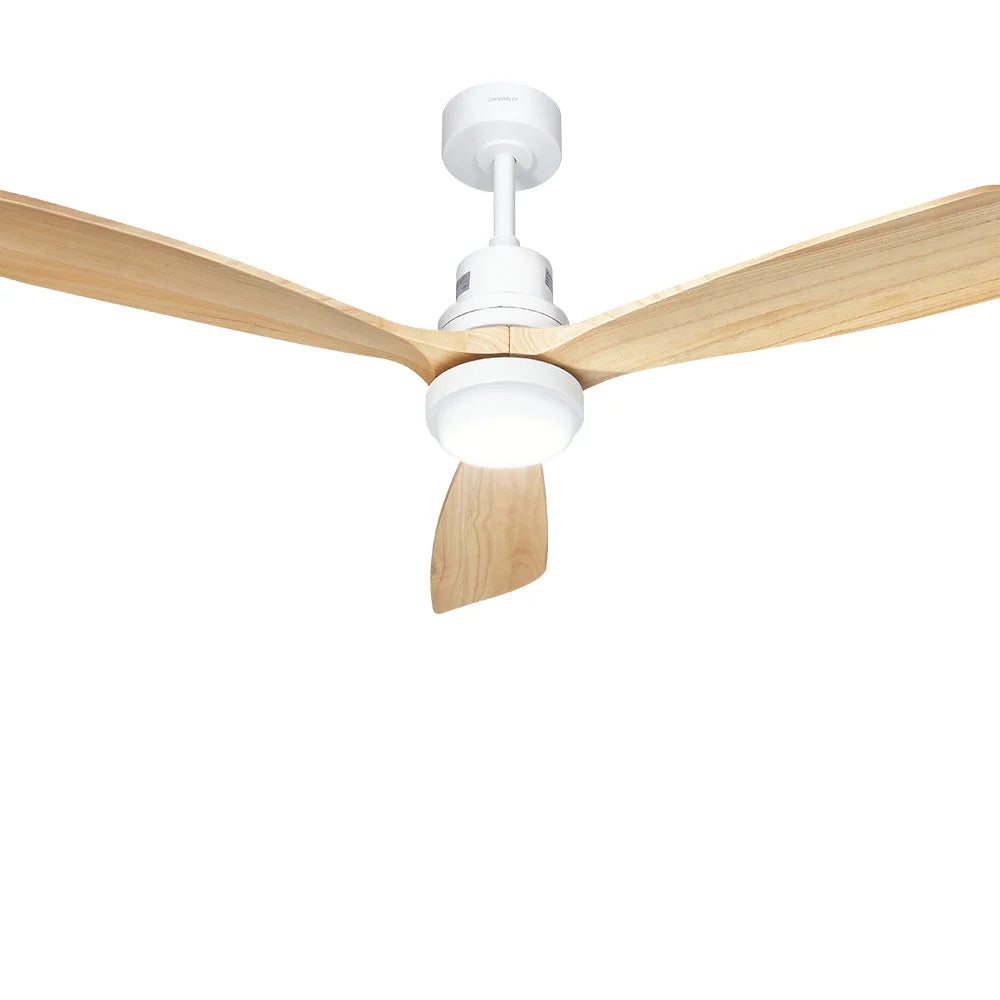 Ceiling Fan 52’’ AC Motor LED Light with Remote - Light Wood