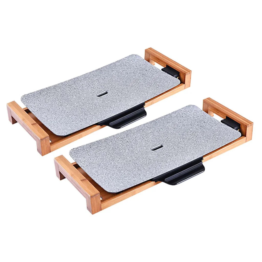 Ceramic BBQ Grill Hot Plate Set Premium 2X Non-Stick Surface for Indoor & Outdoor - Stone