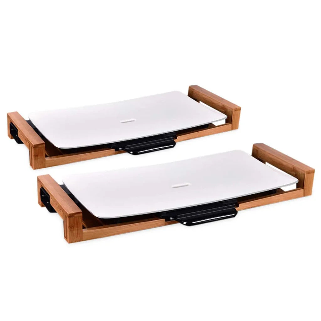 Ceramic BBQ Grill Hot Plate Set Premium 2X Non-Stick Surface for Indoor & Outdoor - White