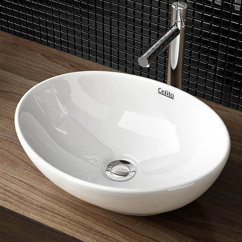Ceramic Oval Sink Bowl White - Cefito