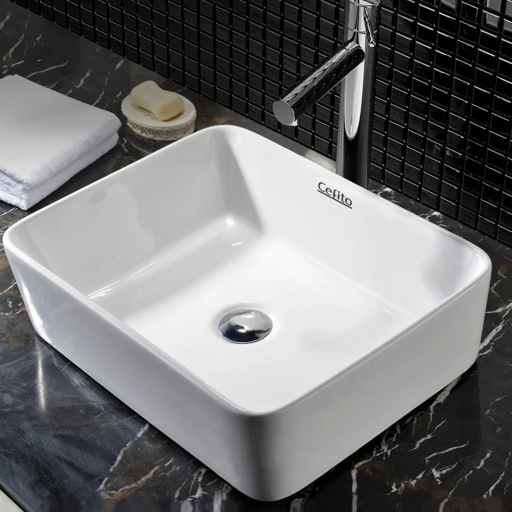 Ceramic Rectangle Sink Bowl White - Cefito