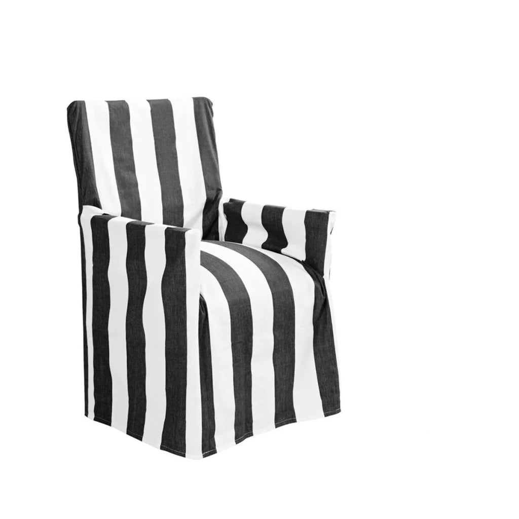 Chair Cover IDC Homewares Cotton Director Black Stripes