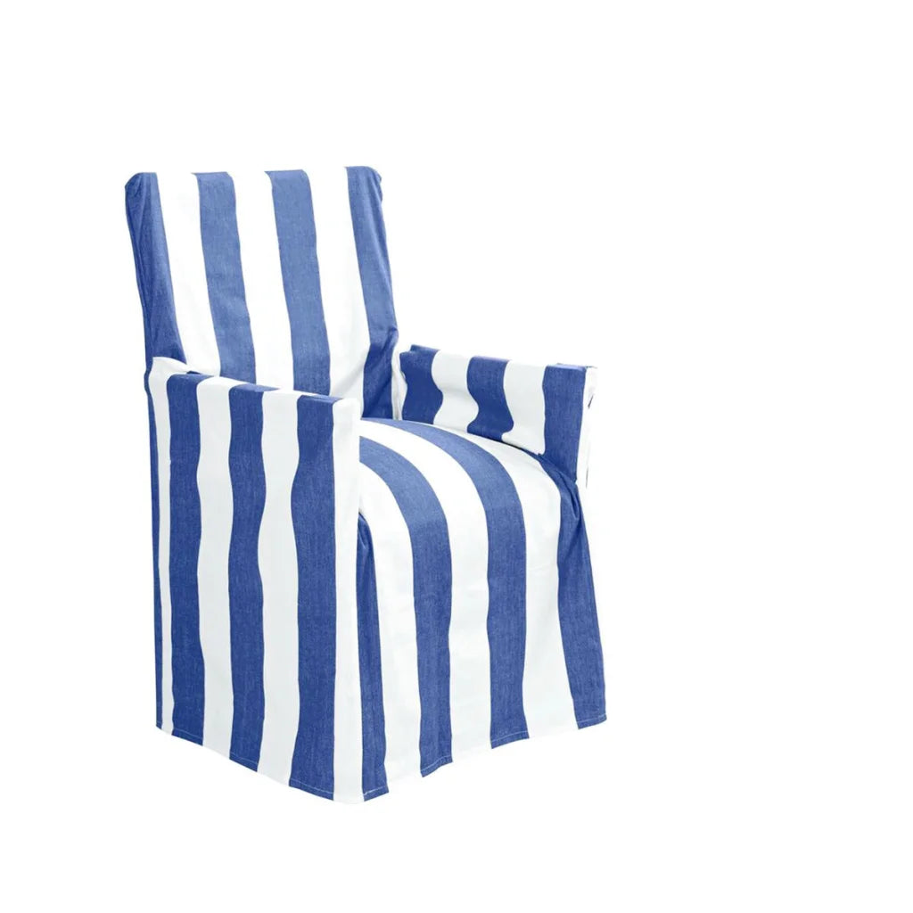 Chair Cover IDC Homewares Cotton Director Blue Stripes