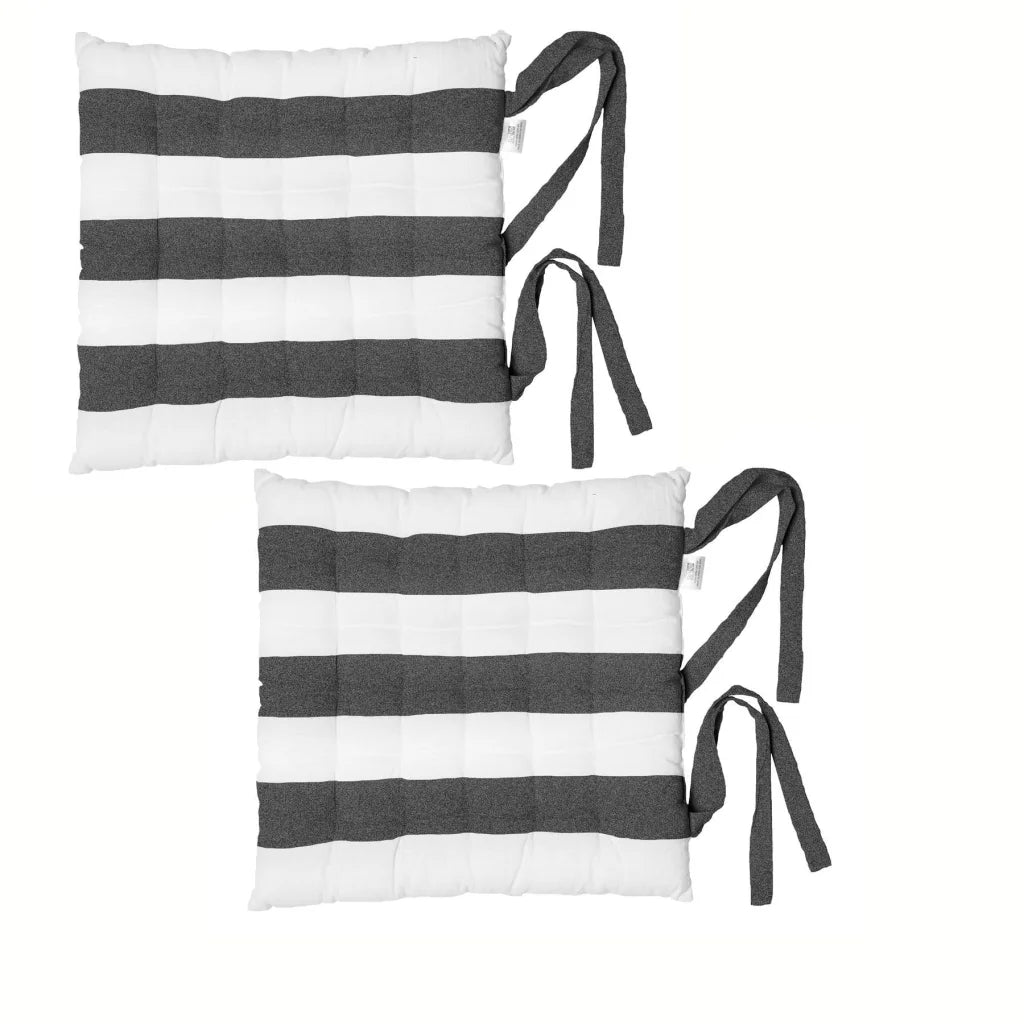 Chair Pads Rans Set of 2 Cotton 40x40 cm - Striped Black