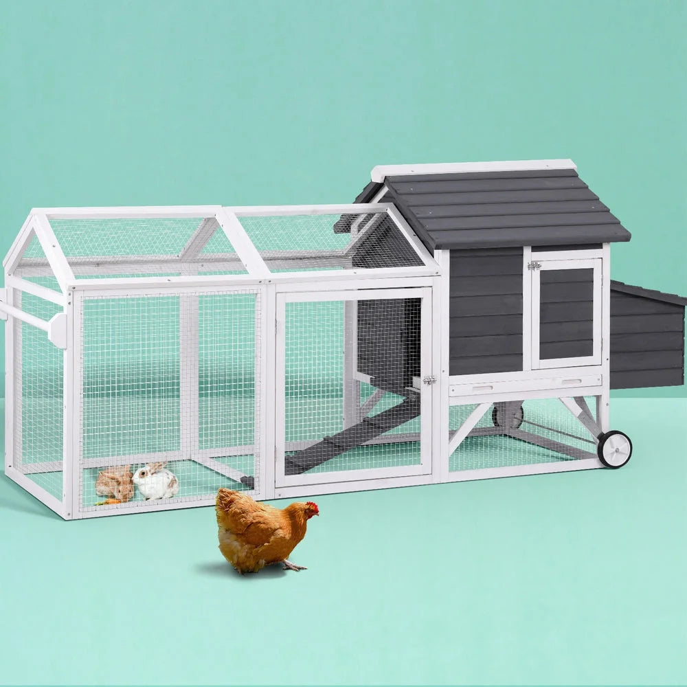 Wooden chicken coop with rabbit hutch extra large