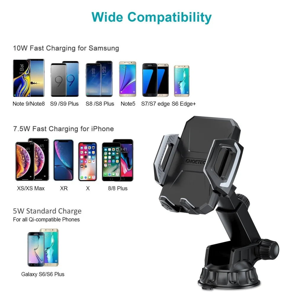 Choetech T521-S Fast Qi Wireless Car Charging Dock - Mobile