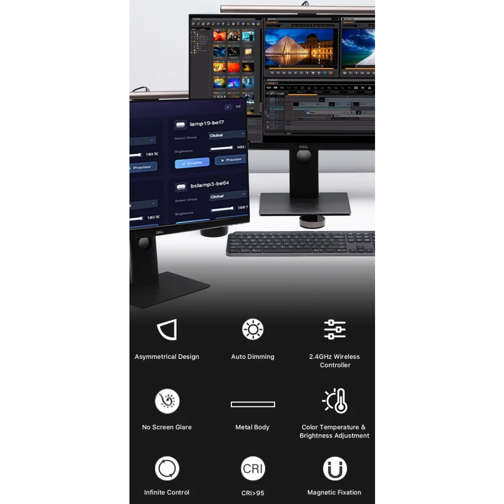 CHOETECH Wireless Controlled LED Lamp Monitor Lighting x2