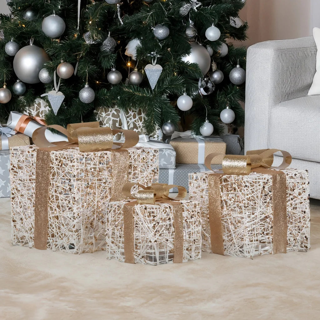 Christabelle Set of 3 Battery Operated Golden Christmas