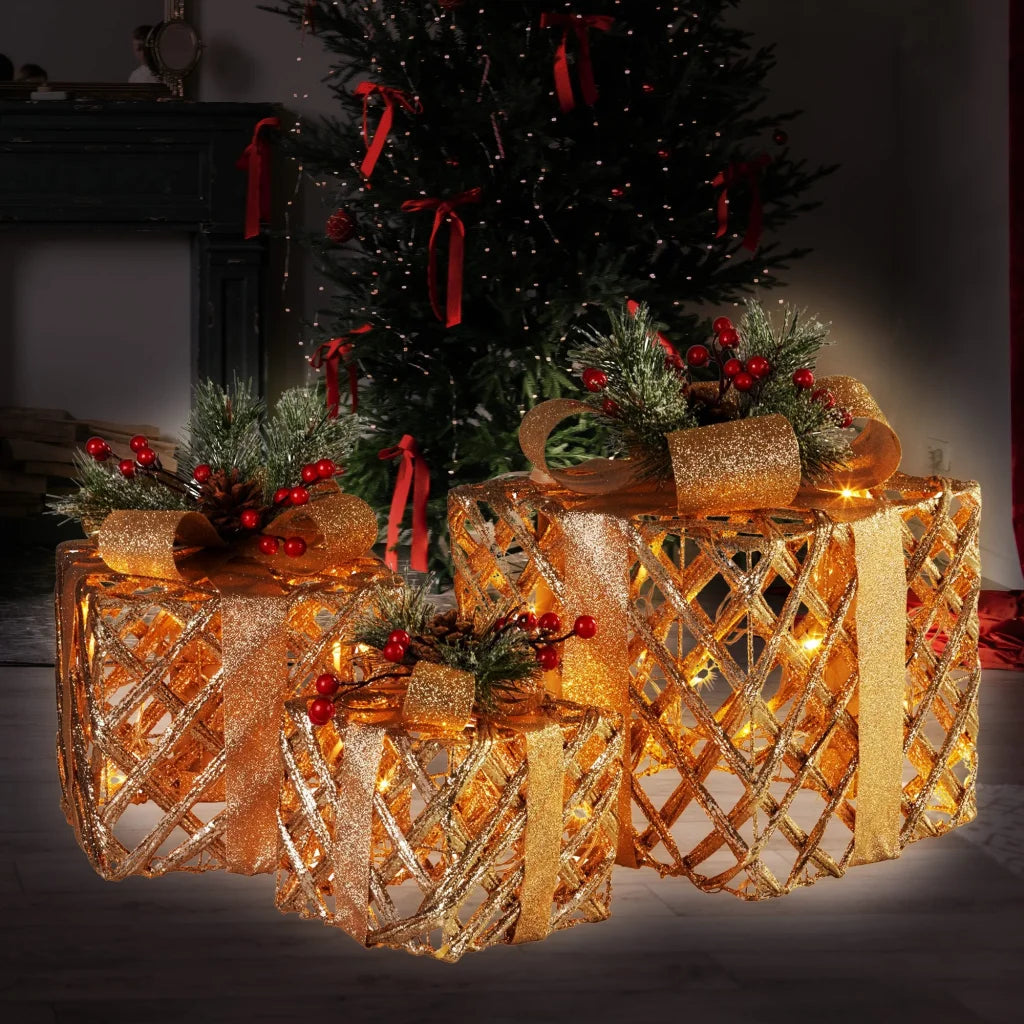 Christabelle Set of 3 Christmas Gift Boxes Display