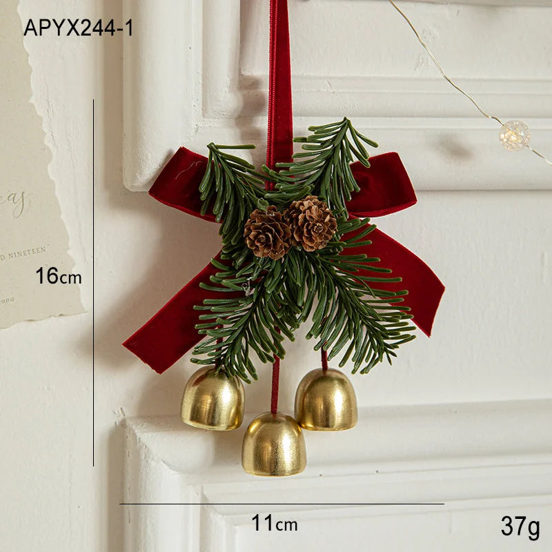 Christmas Door Hanging Ornament with Pinecones Bells