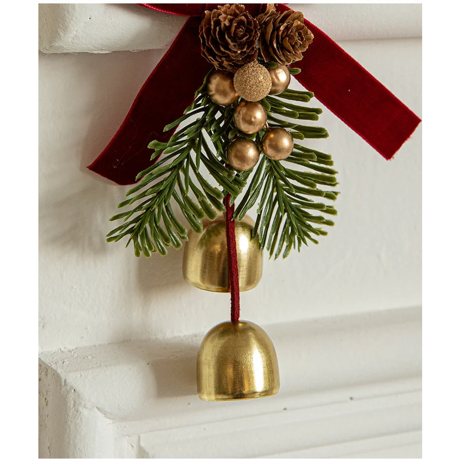 Christmas Hanging Ornament with Pinecones Bells and Velvet
