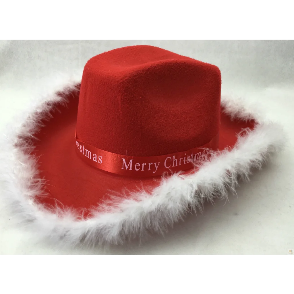 CHRISTMAS HAT Wide Brim Santa Xmas Party Costume Cowboy