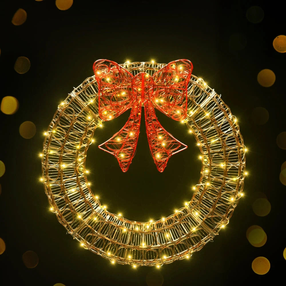 Christmas Lights 0.6M 160 LED Motif Solar Wreath Xmas