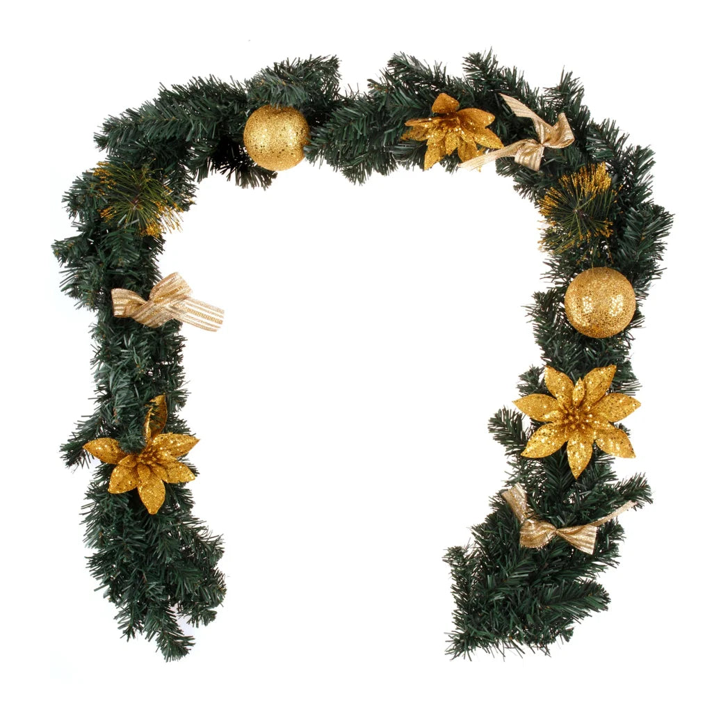 Christmas Pine Green Garland 1.8m/6ft with Gold Balls