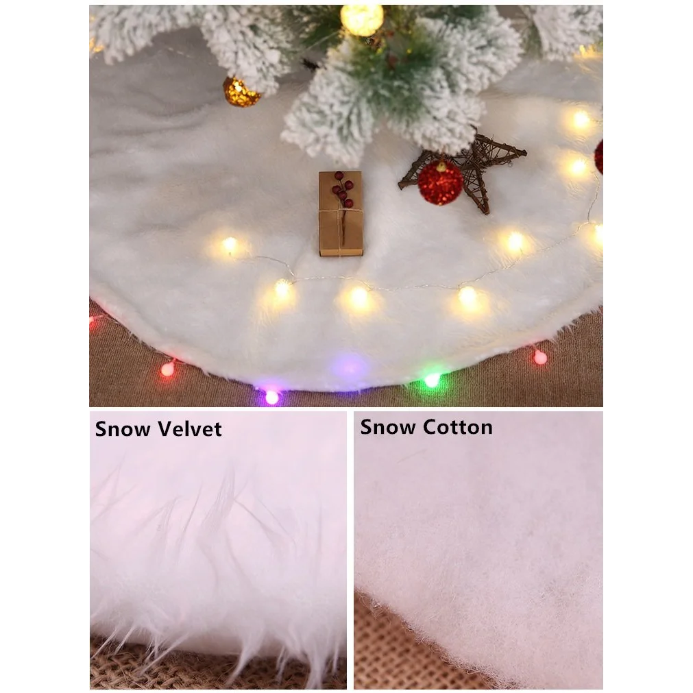 Christmas Snow Plush Tree Skirt Xmas Base Floor Mat Cover