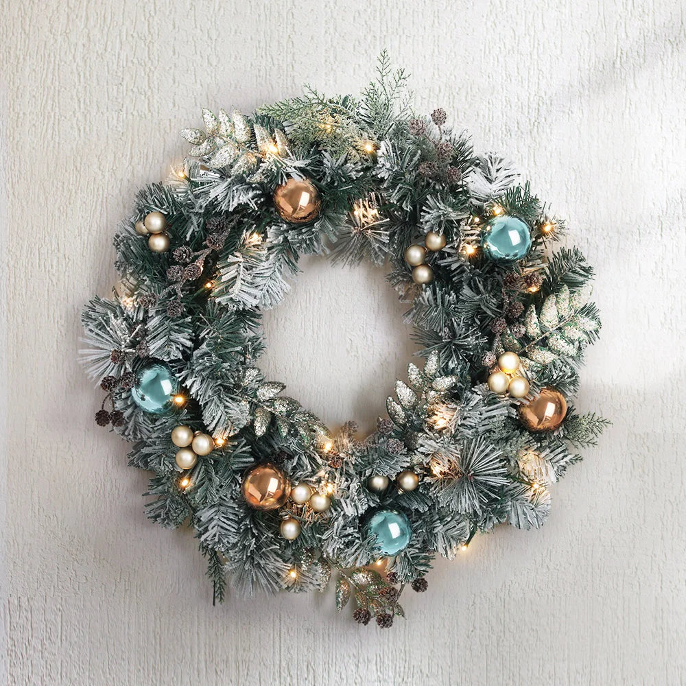 Christmas Wreath 60CM with LED Lights Snowy Garland