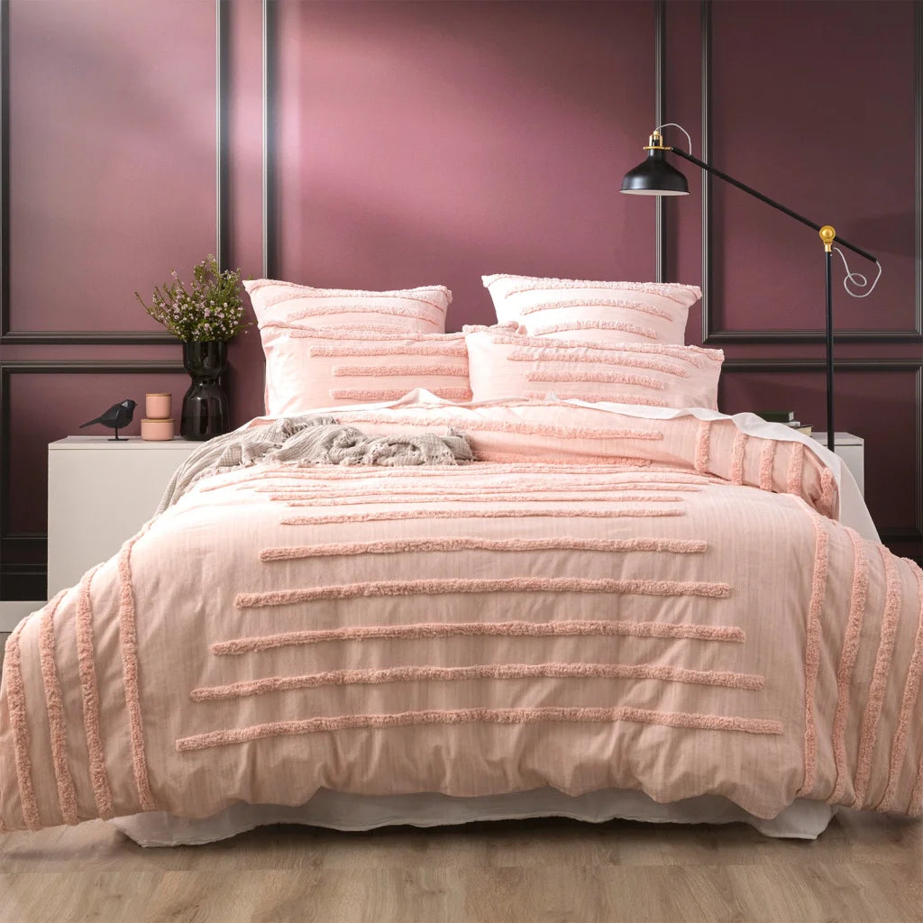 Classic Cotton Vintage Washed Tufted Blush Quilt Cover Set