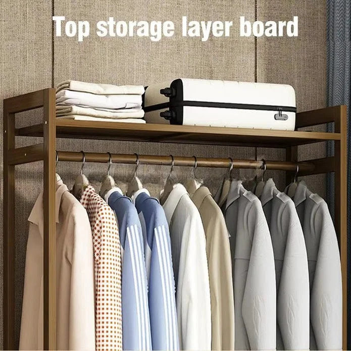 Clothes Rack Bamboo Garment Closet Storage Organizer