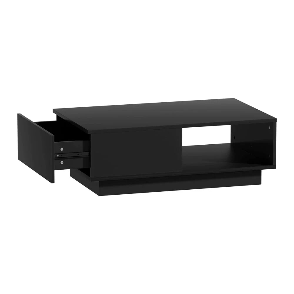 Coffee Table with LED Lights High Gloss Storage Drawer
