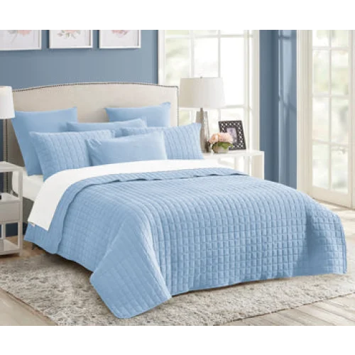 Comforter Set 7 Piece Vintage Stone Wash Queen Blue - Home