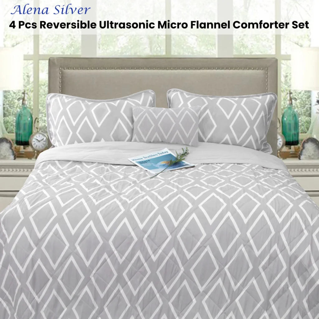 Comforter Set Ramesses Alena Silver 4 Pcs Ultrasonic