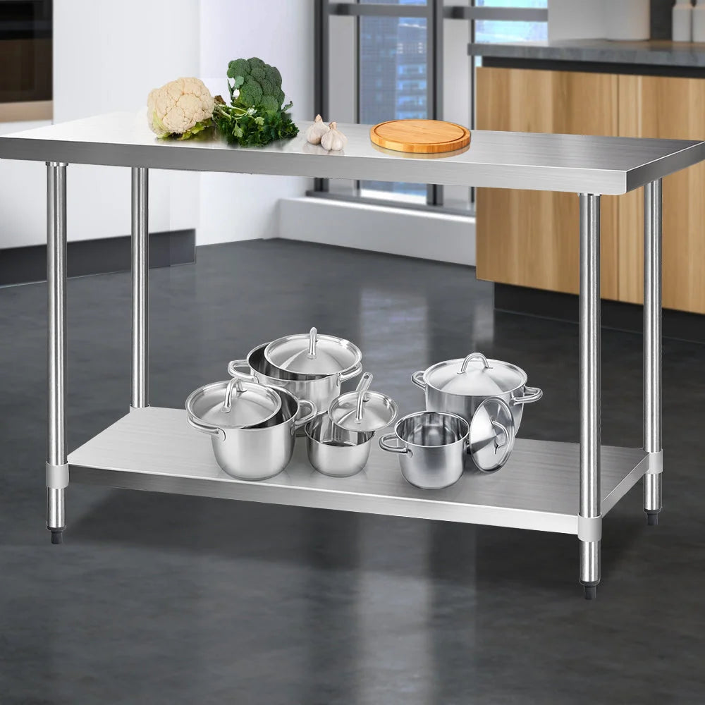 Commercial Stainless Steel Kitchen Bench 610x1524mm