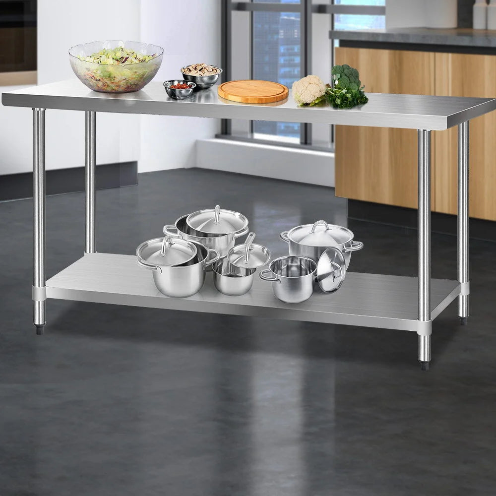 Commercial Stainless Steel Kitchen Bench 610x1829mm