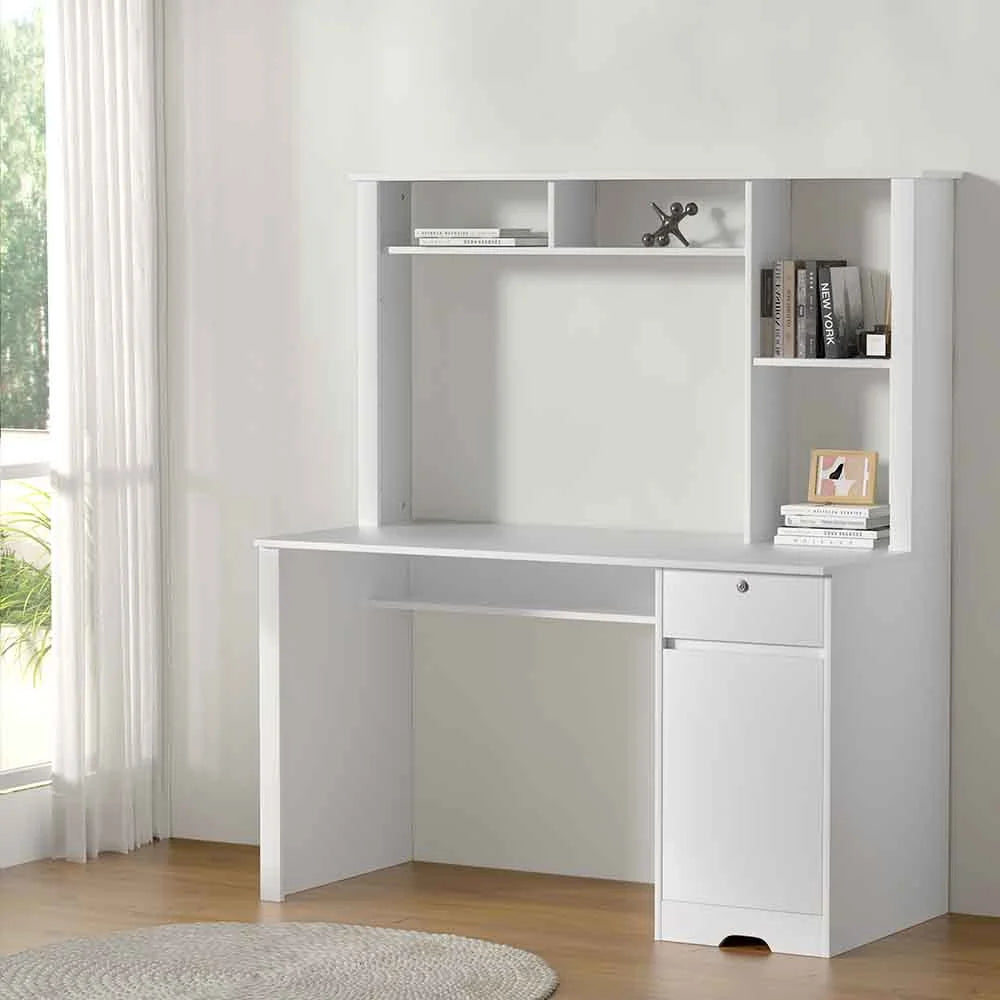 Computer Desk Office Study Table with Drawer Bookshelf Cabinet