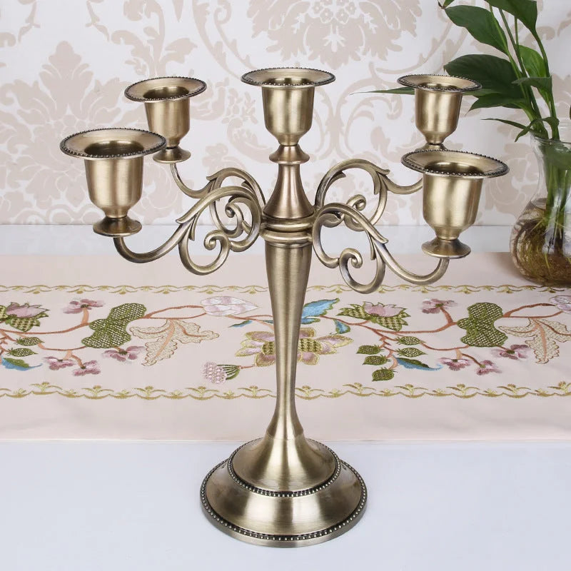 Copper Elegant Metal Candelabra 5 Arm Candle Holder