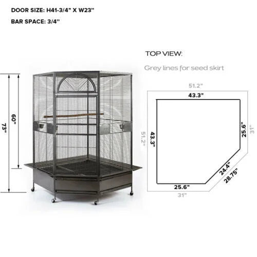 Corner Bird Cage 185cm XXL Pet Parrot Aviary with Perch