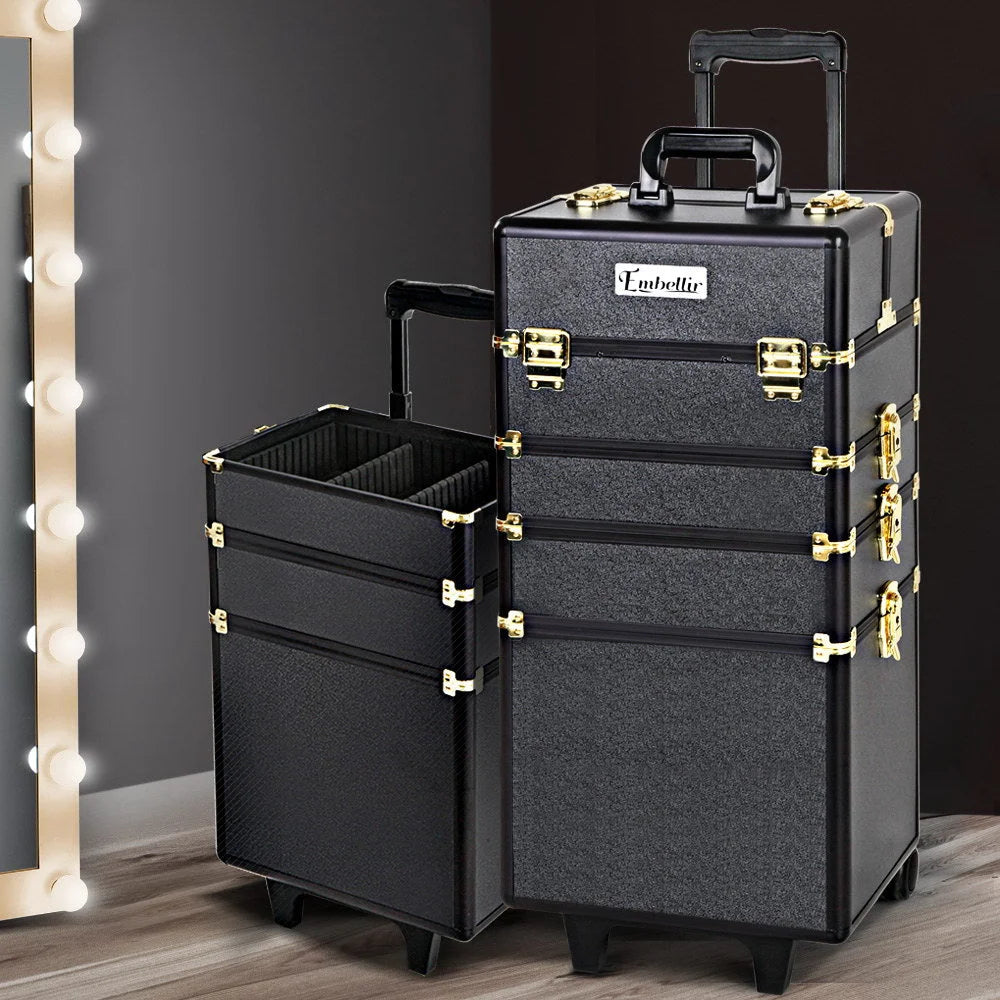 Cosmetic Beauty Makeup Trolley 7-in-1 Portable Black/Gold