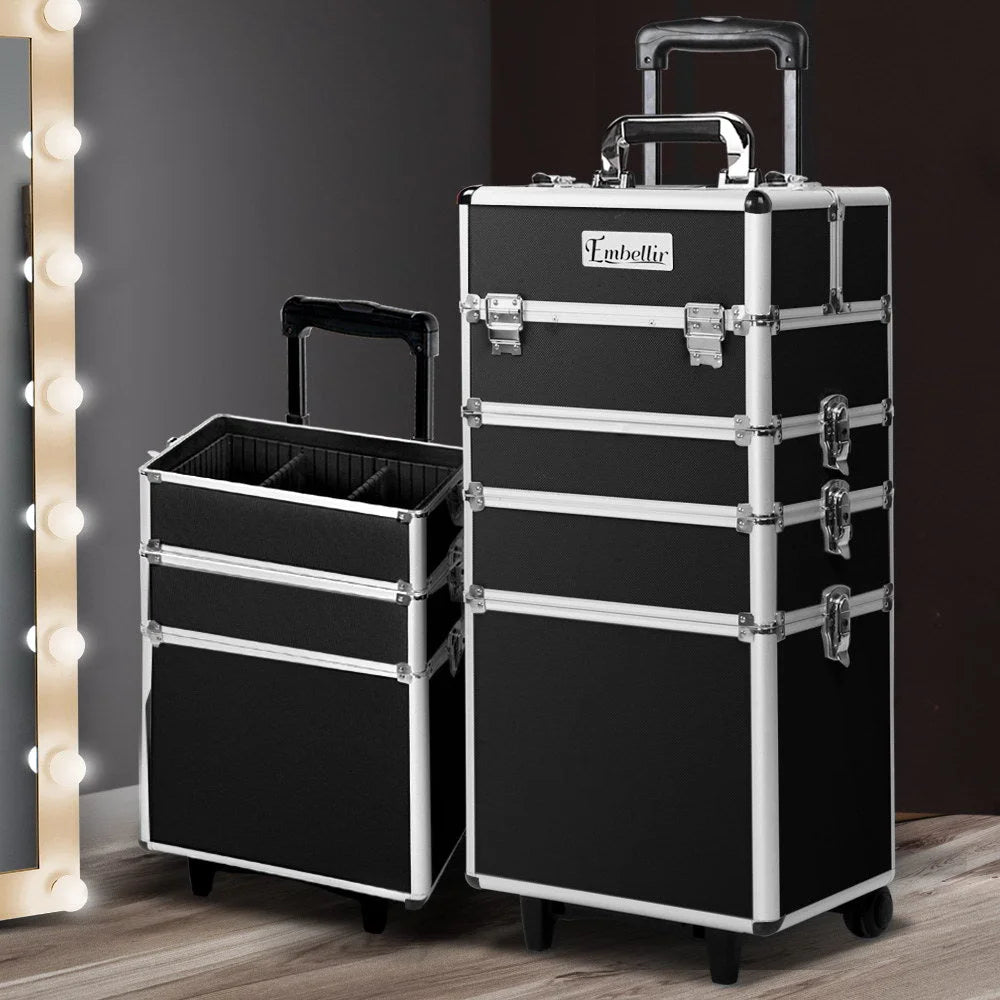 Cosmetic Beauty Makeup Trolley 7-in-1 Portable Black